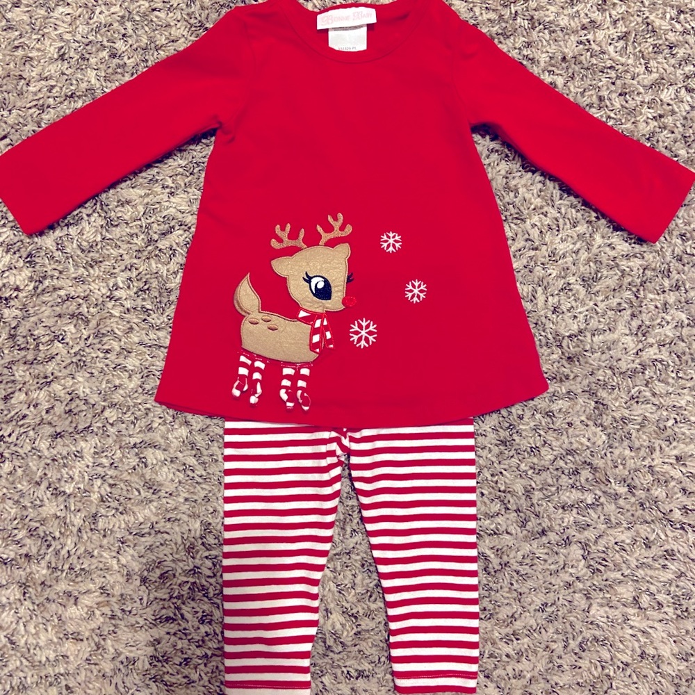 Christmas Reindeer Baby Girl Outfit 12mo